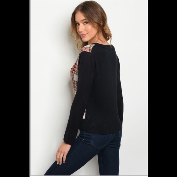 🍀NWT Red,black and white argyle sweater S M L BTS - Picture 3 of 4